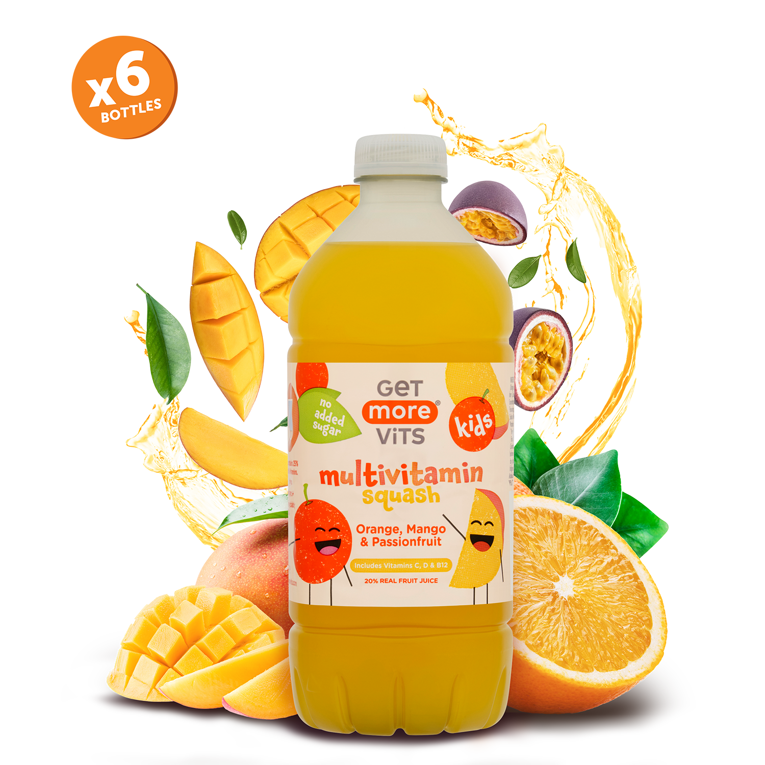 Orange, Mango Passionfruit Kids Multivitamin Squash 750ml bottle