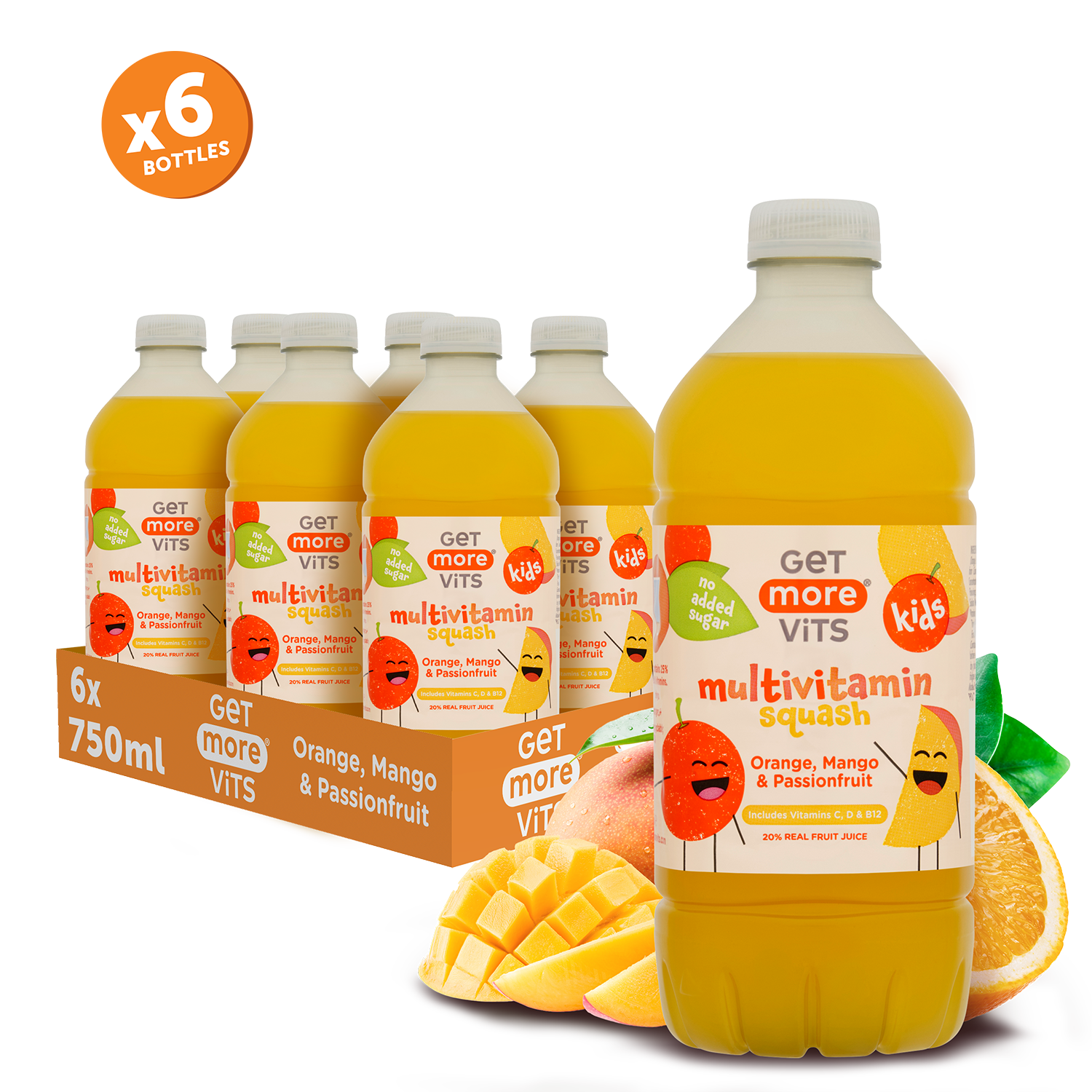 Orange, Mango Passionfruit Kids Multivitamin Squash 750ml bottle